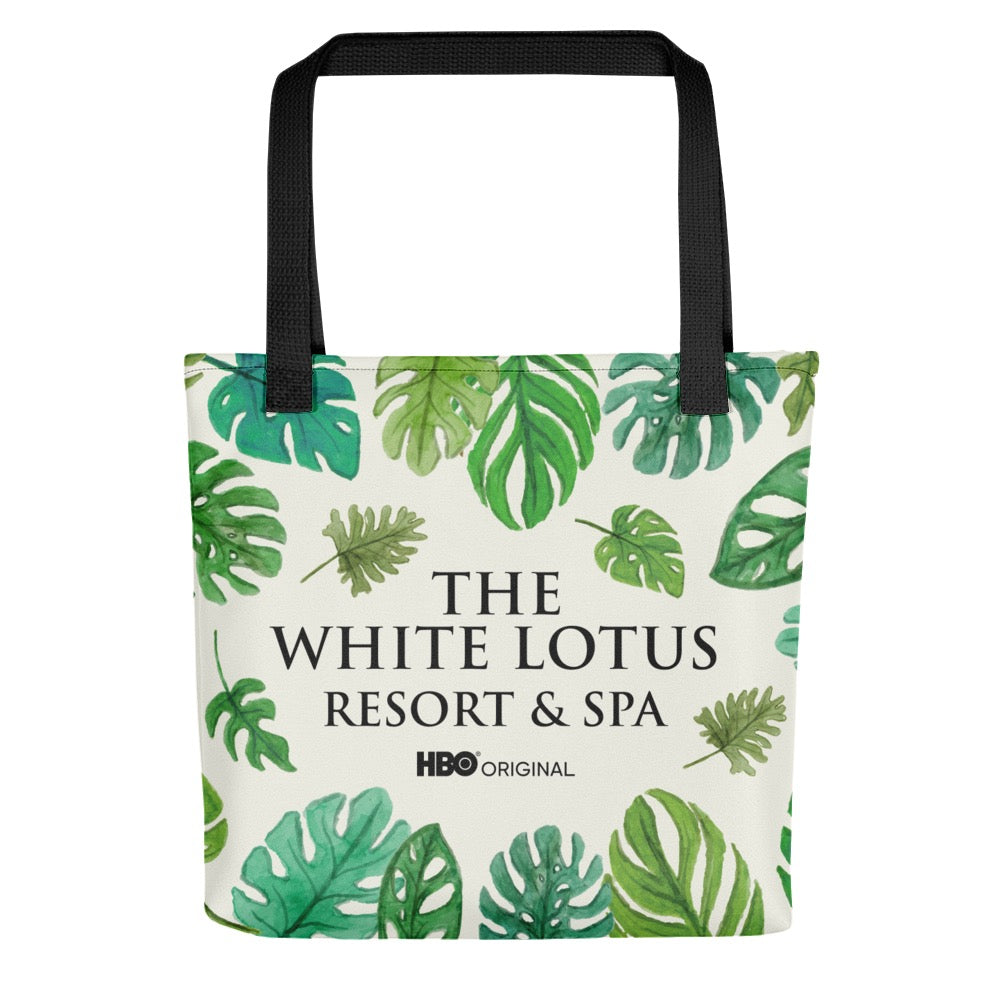 lotus pond black tote bag | white design