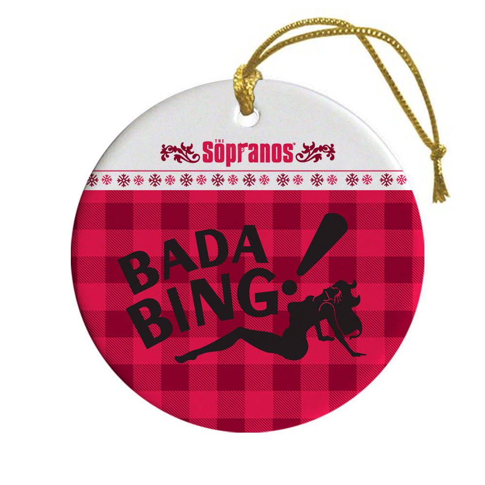 The Sopranos Bada Bing Holiday Round Ceramic Ornament